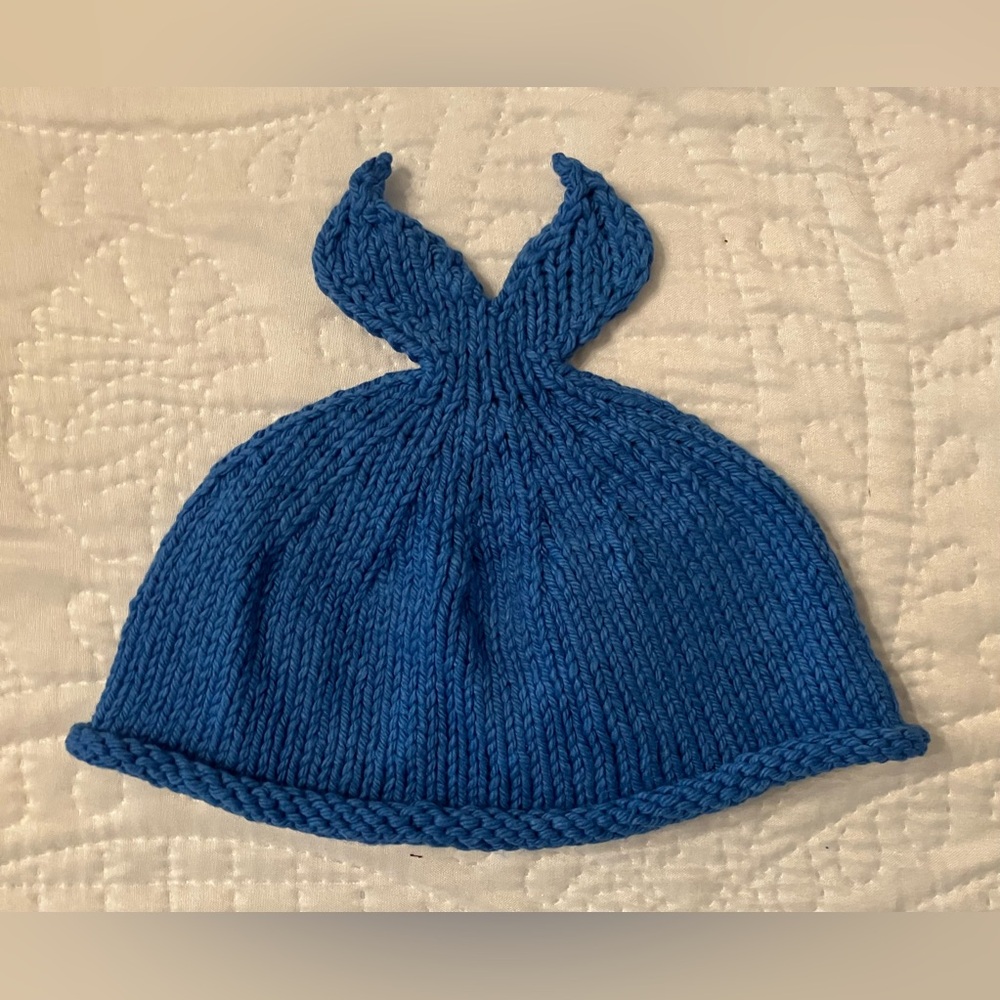 Hand-knit Whale Flukes/Fish Tail/Fins Cotton Beanie Hat—TODDLER SIZE